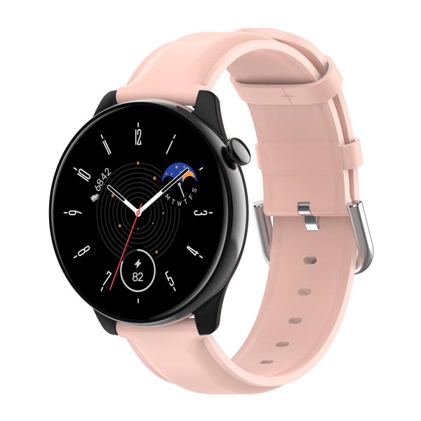 Nahkaranneke (20 mm) Garmin / Huawei -&auml;lykellolle, Hopeanv&auml;riset kiinnitysosat, pinkki