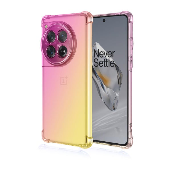 OnePlus 12 5G Gradient Bumper TPU -suojakuori, Pinkki/kulta
