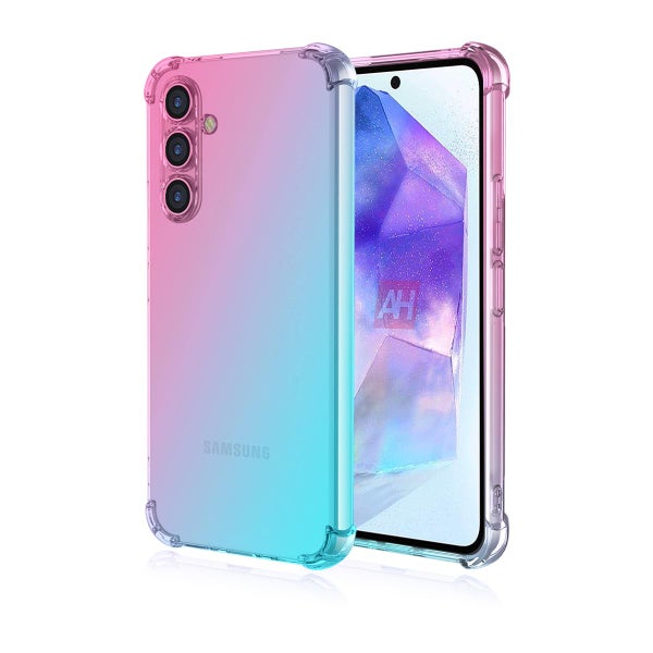 Galaxy A55 5G Gradient Bumper TPU -suojakuori, Pinkki/vihre&auml;