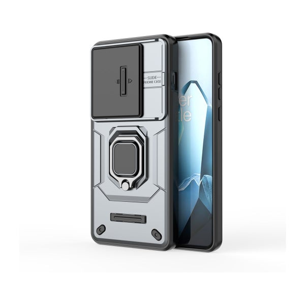 OnePlus 13 5G kuoret kamerasuojalla ja otesormuksella, Harmaa